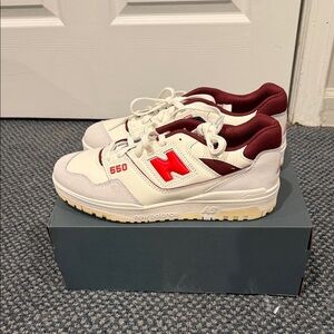 New Balance 550 Sea Salt Grey True White Red BB550EMR Sneakers Mens 10